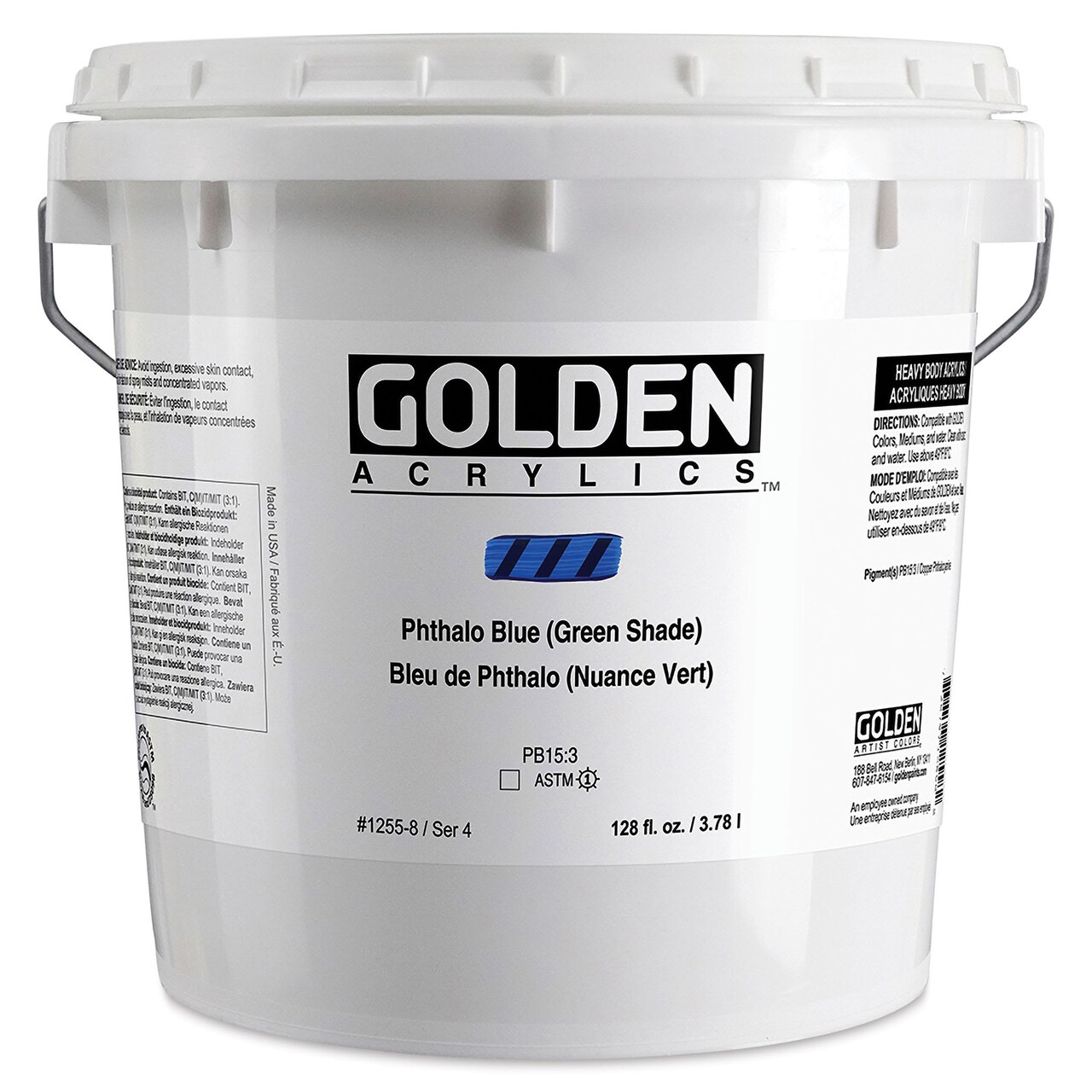 Golden Heavy Body Acrylic Paint - Phthalo Blue (Green Shade), 128 oz Jar